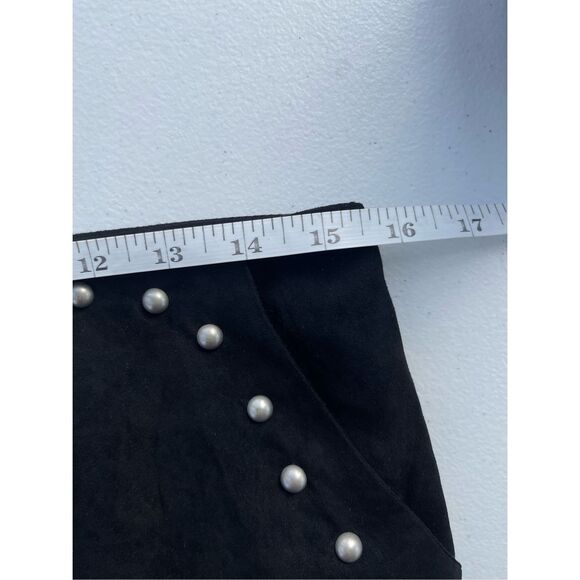 1512 Urban Outfitters Lumière Black Micro Suede Studded Mini Skirt Size Small - Picture 4 of 6
